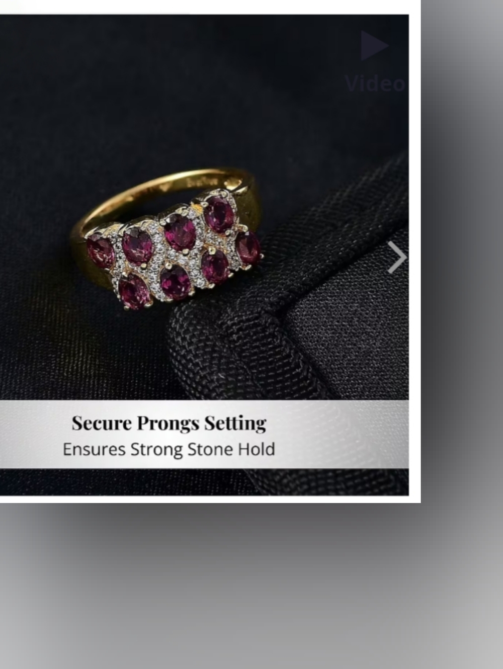 Stunning Garnet & Zircon double row ring, Sz.8, 18k YG - Picture 4 of 9